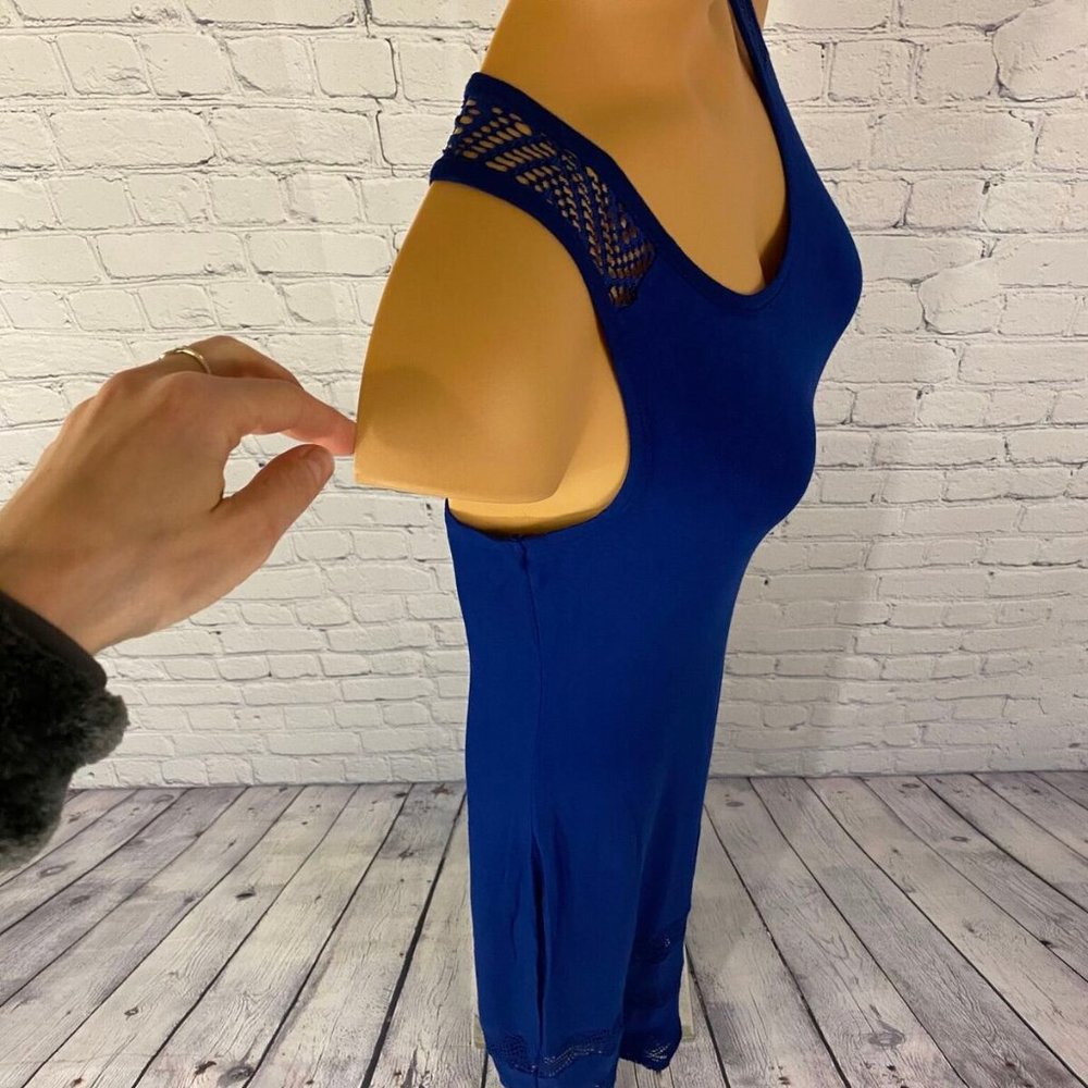 Spense Blue Sleeveless Maxi Dress w/ Lace Details - Picture 3 of 8